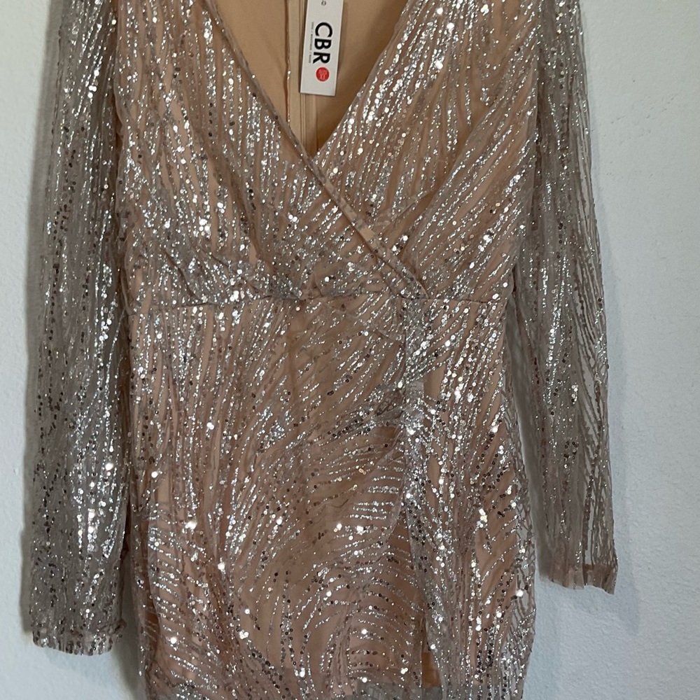 CBR Shimmering Silver Sequin Dress